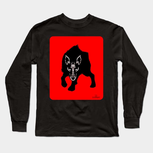 Lone Wolf Hunter - tribal design Long Sleeve T-Shirt by 9inverse